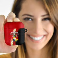 Tonga Emancipation Day AirPods Case Tongan Ngatu Pattern With Plumeria