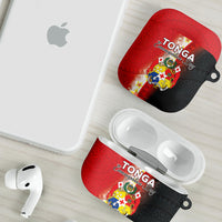 Tonga Emancipation Day AirPods Case Tongan Ngatu Pattern With Plumeria