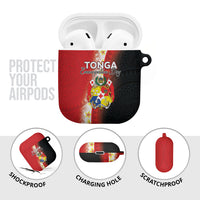 Tonga Emancipation Day AirPods Case Tongan Ngatu Pattern With Plumeria
