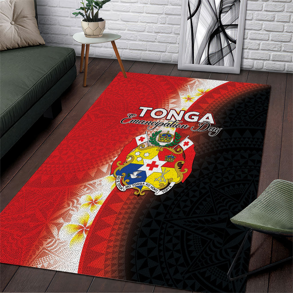 Tonga Emancipation Day Area Rug Tongan Ngatu Pattern With Plumeria