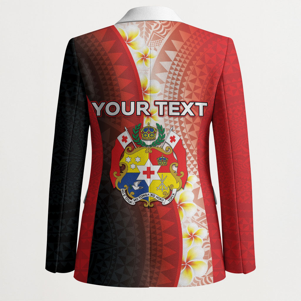 Personalised Tonga Emancipation Day Blazer Tongan Ngatu Pattern With Plumeria