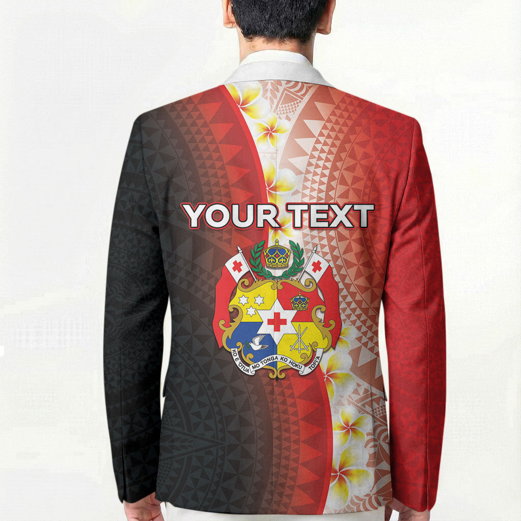 Personalised Tonga Emancipation Day Blazer Tongan Ngatu Pattern With Plumeria