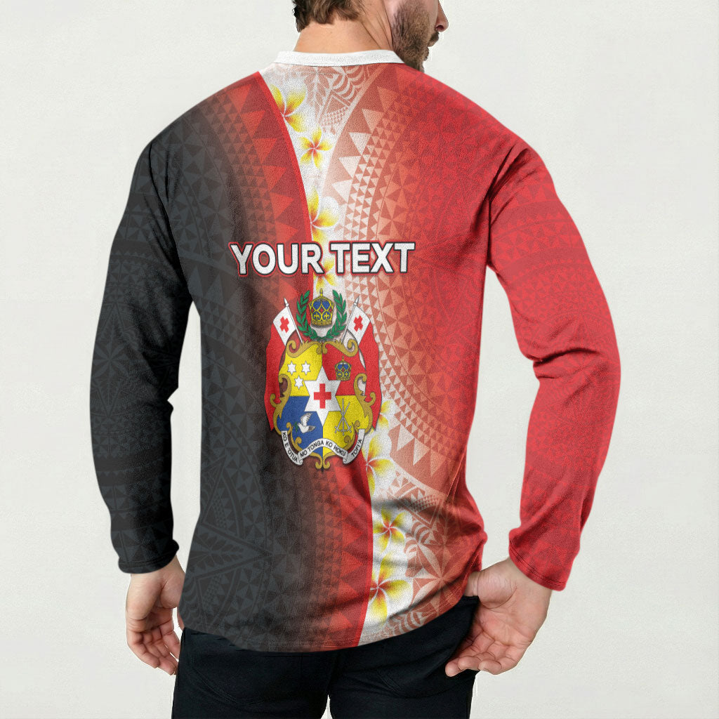 Personalised Tonga Emancipation Day Button Sweatshirt Tongan Ngatu Pattern With Plumeria