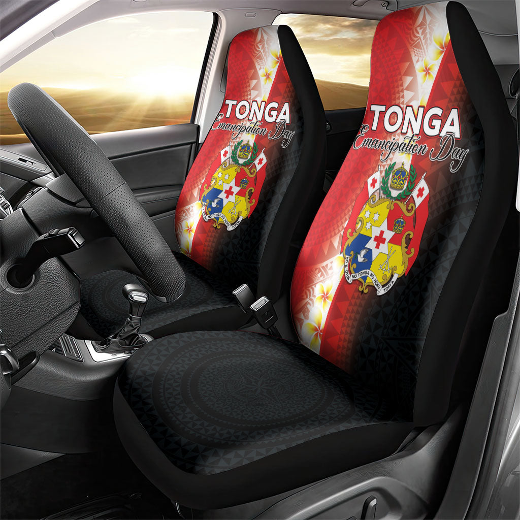 Tonga Emancipation Day Car Seat Cover Tongan Ngatu Pattern With Plumeria