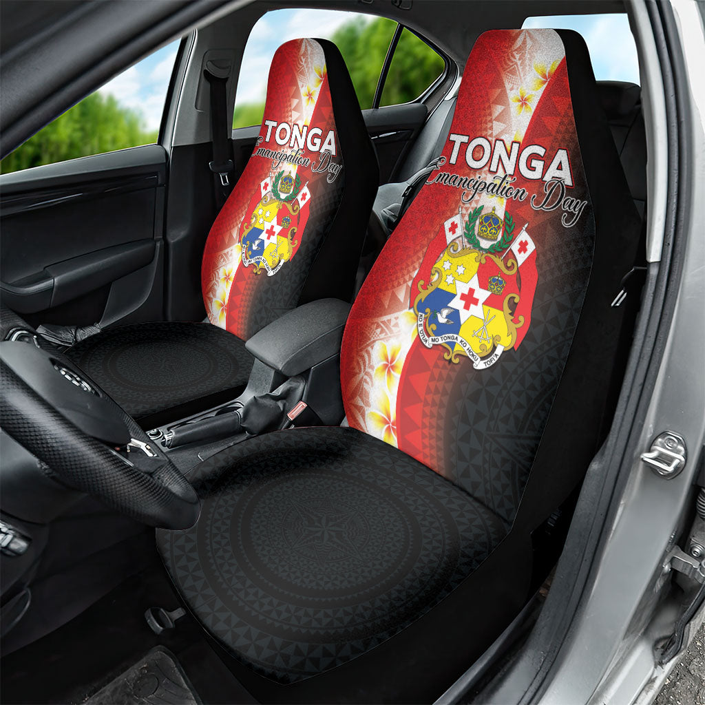 Tonga Emancipation Day Car Seat Cover Tongan Ngatu Pattern With Plumeria