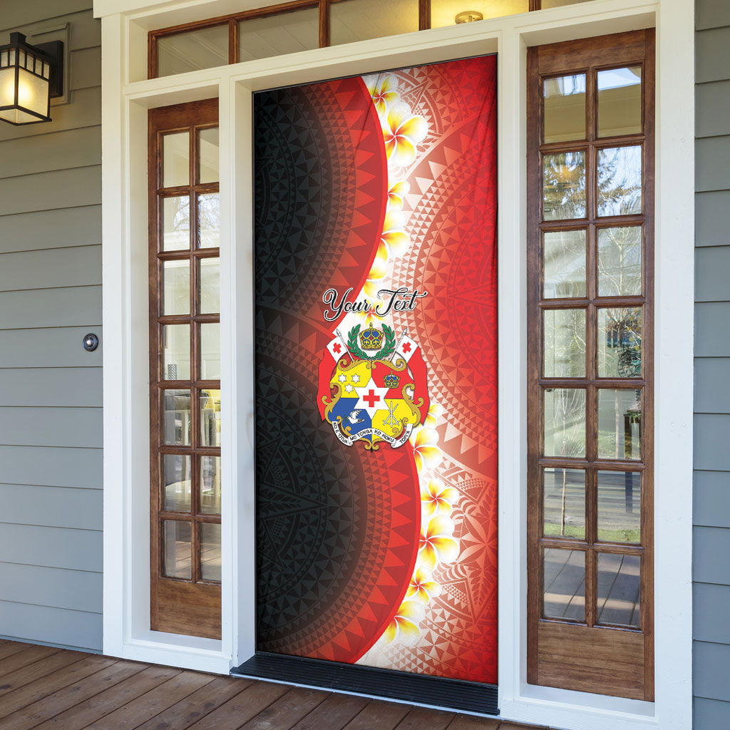 Personalised Tonga Emancipation Day Door Cover Tongan Ngatu Pattern With Plumeria
