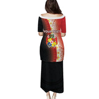 Personalised Tonga Emancipation Day Family Matching Puletasi and Hawaiian Shirt Tongan Ngatu Pattern With Plumeria