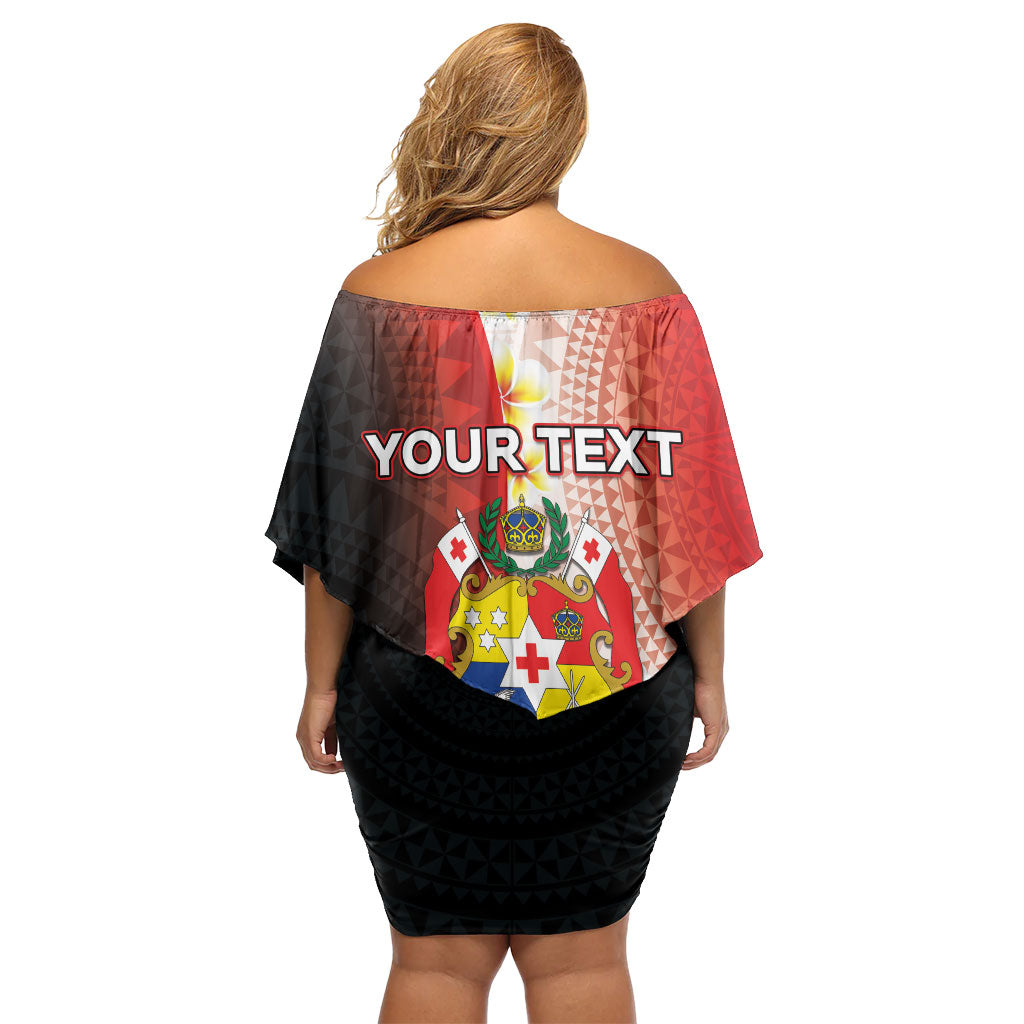 Personalised Tonga Emancipation Day Off Shoulder Short Dress Tongan Ngatu Pattern With Plumeria