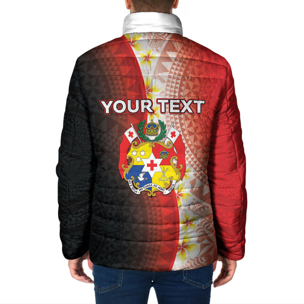 Personalised Tonga Emancipation Day Padded Jacket Tongan Ngatu Pattern With Plumeria