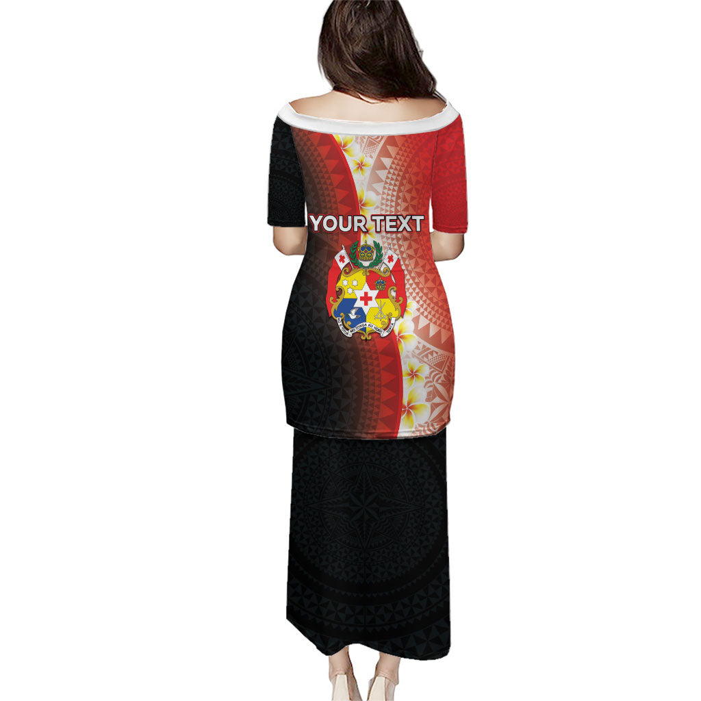 Personalised Tonga Emancipation Day Puletasi Tongan Ngatu Pattern With Plumeria