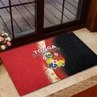 Tonga Emancipation Day Rubber Doormat Tongan Ngatu Pattern With Plumeria