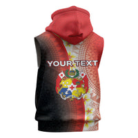 Personalised Tonga Emancipation Day Sleeveless Hoodie Tongan Ngatu Pattern With Plumeria