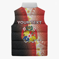 Personalised Tonga Emancipation Day Sleeveless Puffer Jacket Tongan Ngatu Pattern With Plumeria