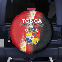 Tonga Emancipation Day Spare Tire Cover Tongan Ngatu Pattern With Plumeria