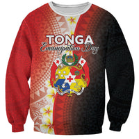 Personalised Tonga Emancipation Day Sweatshirt Tongan Ngatu Pattern With Plumeria