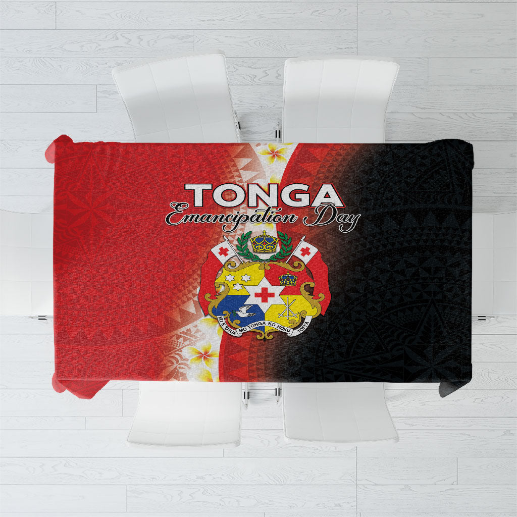 Tonga Emancipation Day Tablecloth Tongan Ngatu Pattern With Plumeria