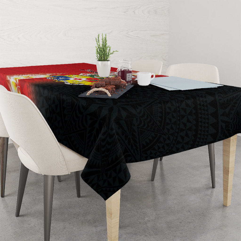 Tonga Emancipation Day Tablecloth Tongan Ngatu Pattern With Plumeria