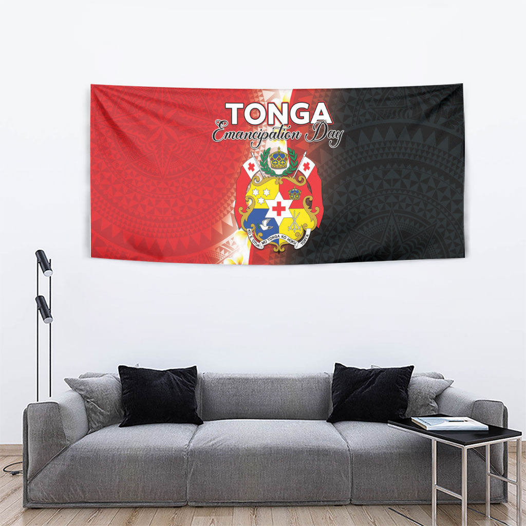 Tonga Emancipation Day Tapestry Tongan Ngatu Pattern With Plumeria
