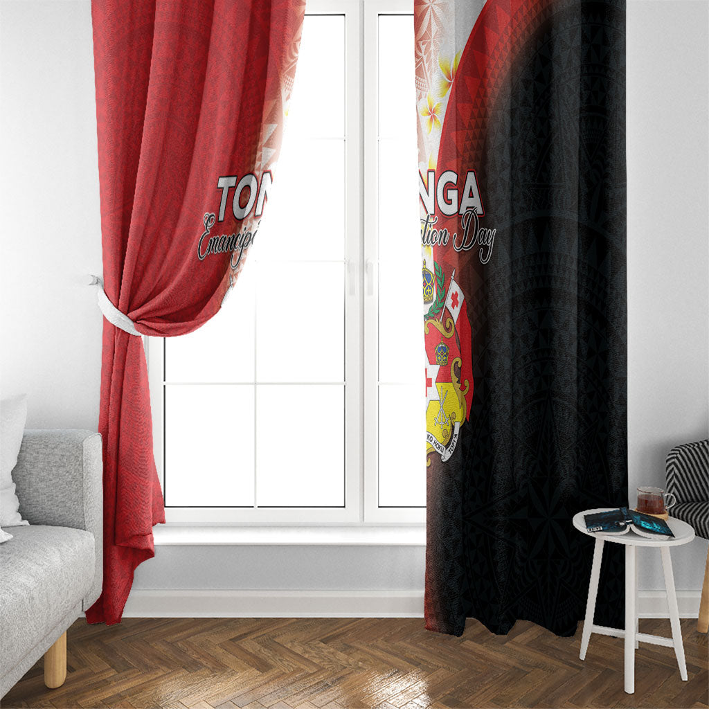 Tonga Emancipation Day Window Curtain Tongan Ngatu Pattern With Plumeria