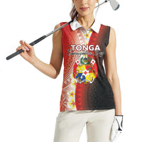Personalised Tonga Emancipation Day Women Sleeveless Polo Shirt Tongan Ngatu Pattern With Plumeria