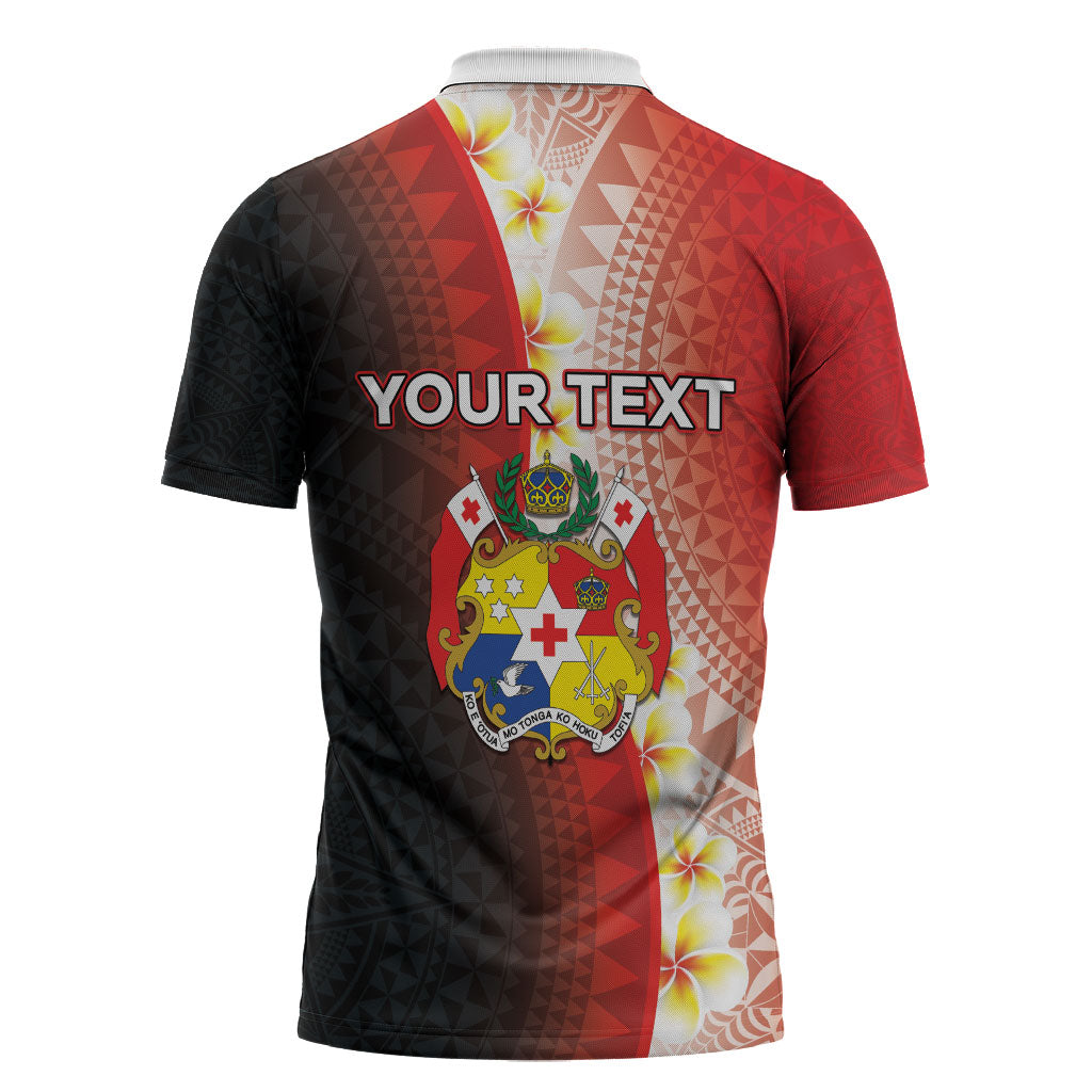 Personalised Tonga Emancipation Day Zipper Polo Shirt Tongan Ngatu Pattern With Plumeria
