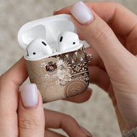 Tonga Ngatu Motifs AirPods Case With Coat Of Arms Beige
