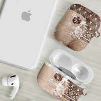 Tonga Ngatu Motifs AirPods Case With Coat Of Arms Beige