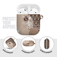 Tonga Ngatu Motifs AirPods Case With Coat Of Arms Beige