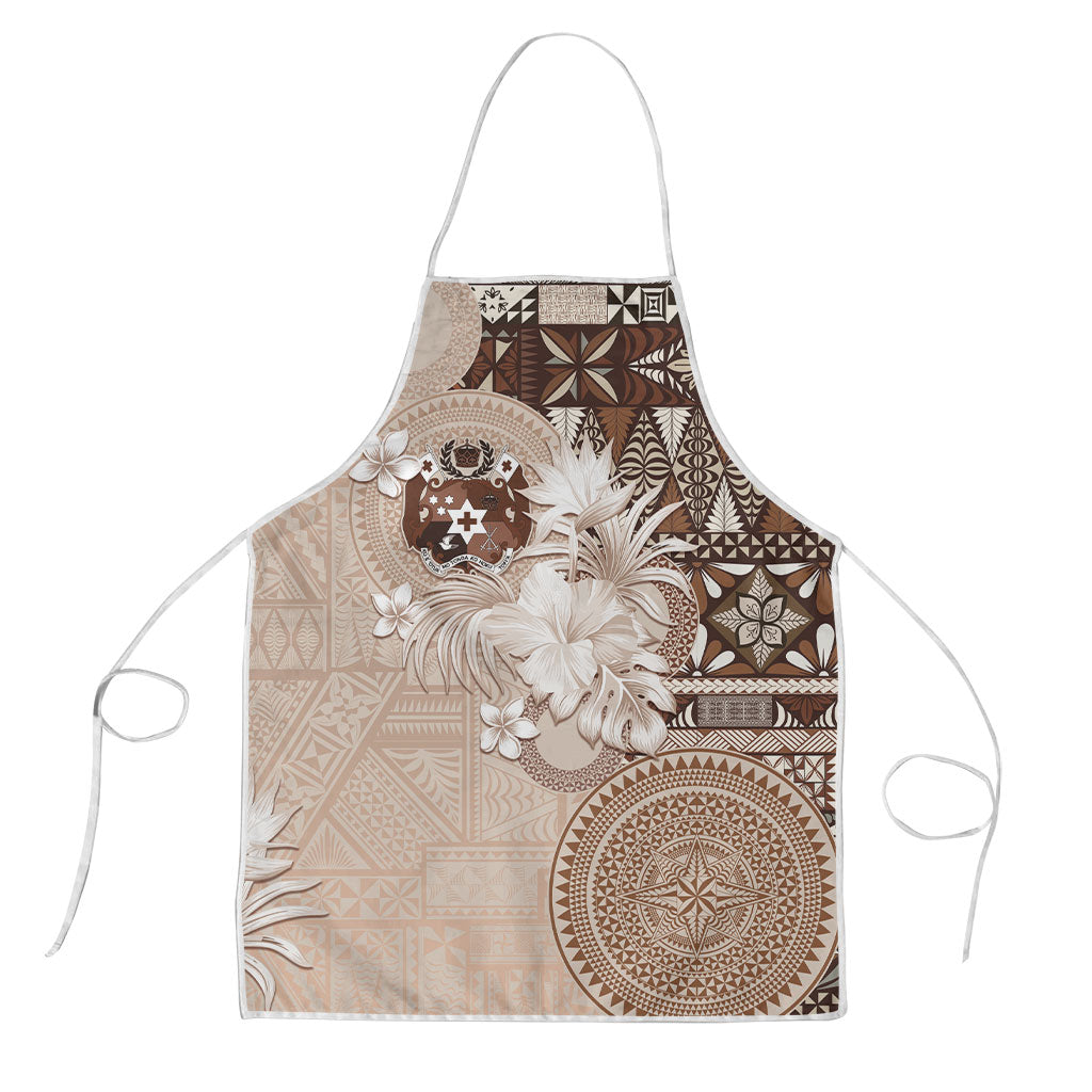 Tonga Ngatu Motifs Apron With Coat Of Arms Beige
