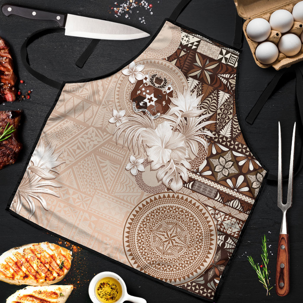 Tonga Ngatu Motifs Apron With Coat Of Arms Beige