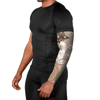 Tonga Ngatu Motifs Arm Sleeves With Coat Of Arms Beige