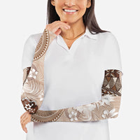 Tonga Ngatu Motifs Arm Sleeves With Coat Of Arms Beige