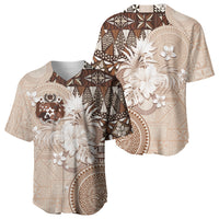 Tonga Ngatu Motifs Baseball Jersey With Coat Of Arms Beige