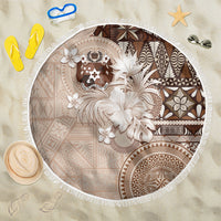 Tonga Ngatu Motifs Beach Blanket With Coat Of Arms Beige