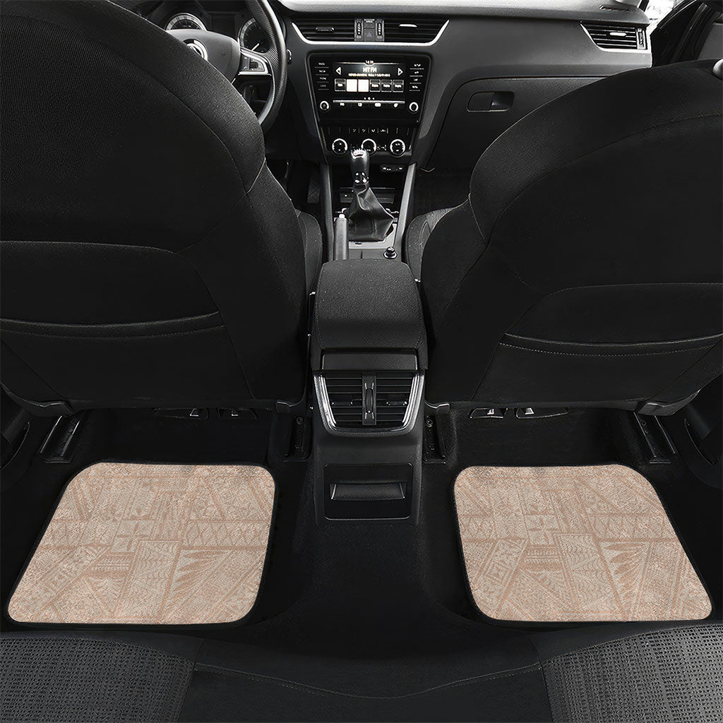 Tonga Ngatu Motifs Car Mats With Coat Of Arms Beige