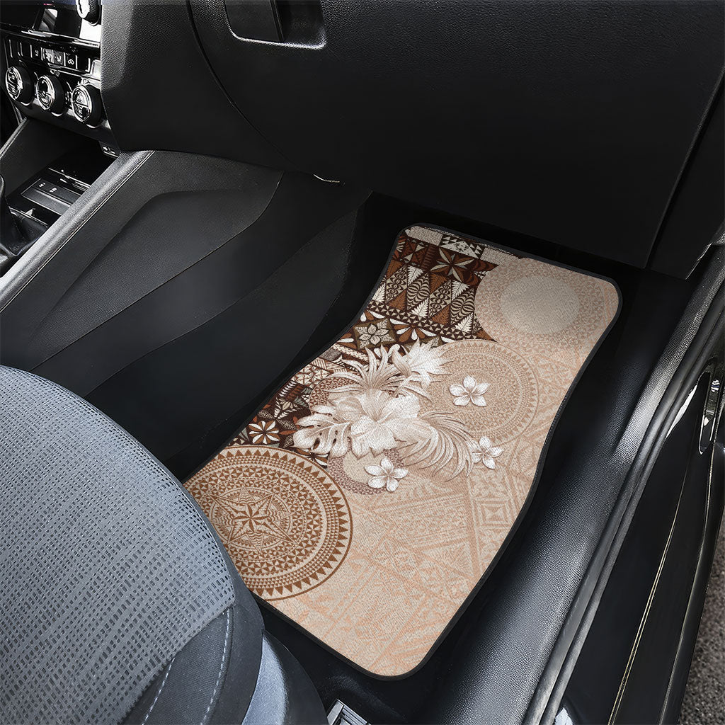 Tonga Ngatu Motifs Car Mats With Coat Of Arms Beige