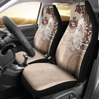 Tonga Ngatu Motifs Car Seat Cover With Coat Of Arms Beige