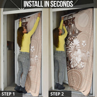Tonga Ngatu Motifs Door Cover With Coat Of Arms Beige