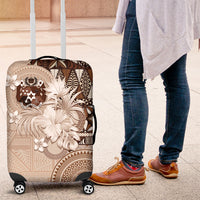 Tonga Ngatu Motifs Luggage Cover With Coat Of Arms Beige