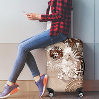 Tonga Ngatu Motifs Luggage Cover With Coat Of Arms Beige