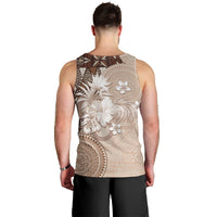 Tonga Ngatu Motifs Men Tank Top With Coat Of Arms Beige