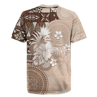 Tonga Ngatu Motifs Rugby Jersey With Coat Of Arms Beige