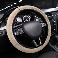 Tonga Ngatu Motifs Steering Wheel Cover With Coat Of Arms Beige