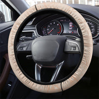 Tonga Ngatu Motifs Steering Wheel Cover With Coat Of Arms Beige