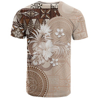 Tonga Ngatu Motifs T Shirt With Coat Of Arms Beige