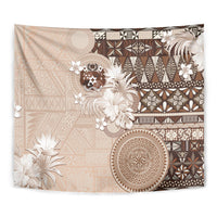 Tonga Ngatu Motifs Tapestry With Coat Of Arms Beige