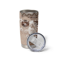 Tonga Ngatu Motifs Tumbler Cup With Coat Of Arms Beige