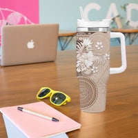 Tonga Ngatu Motifs Tumbler With Handle With Coat Of Arms Beige