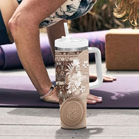 Tonga Ngatu Motifs Tumbler With Handle With Coat Of Arms Beige
