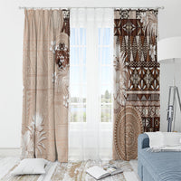 Tonga Ngatu Motifs Window Curtain With Coat Of Arms Beige
